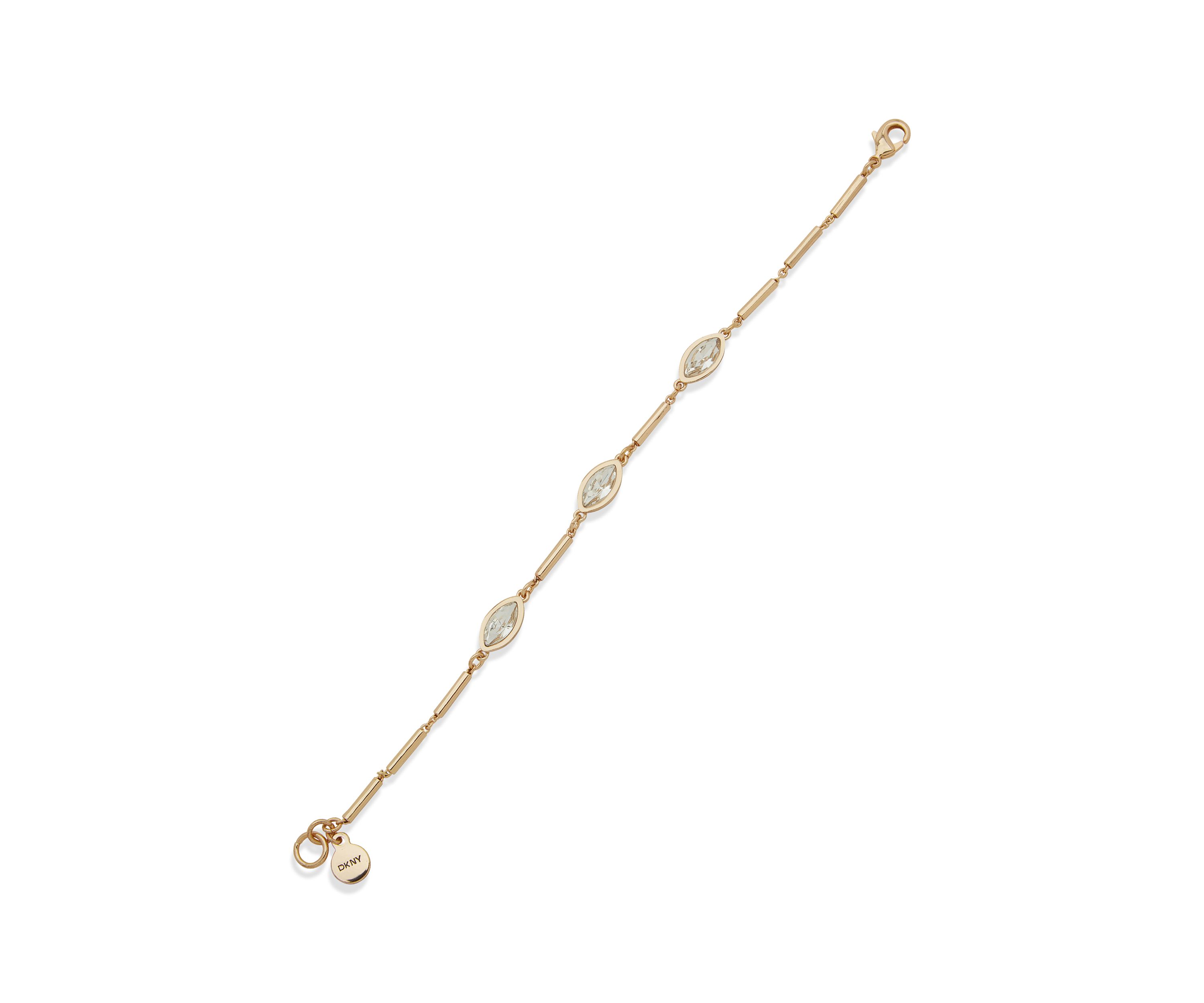 Gold Tone Crystal Marquise Stone Flex Bracelet