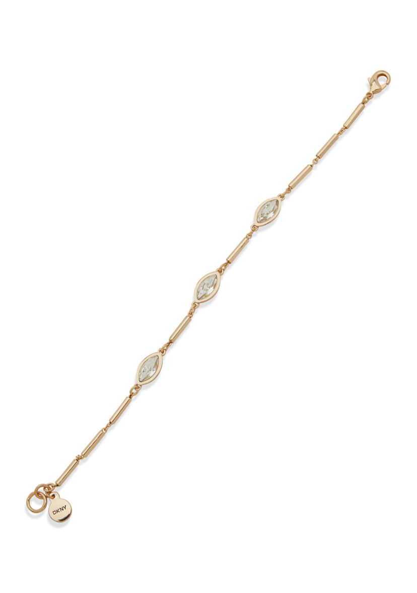 Gold Tone Crystal Marquise Stone Flex Bracelet