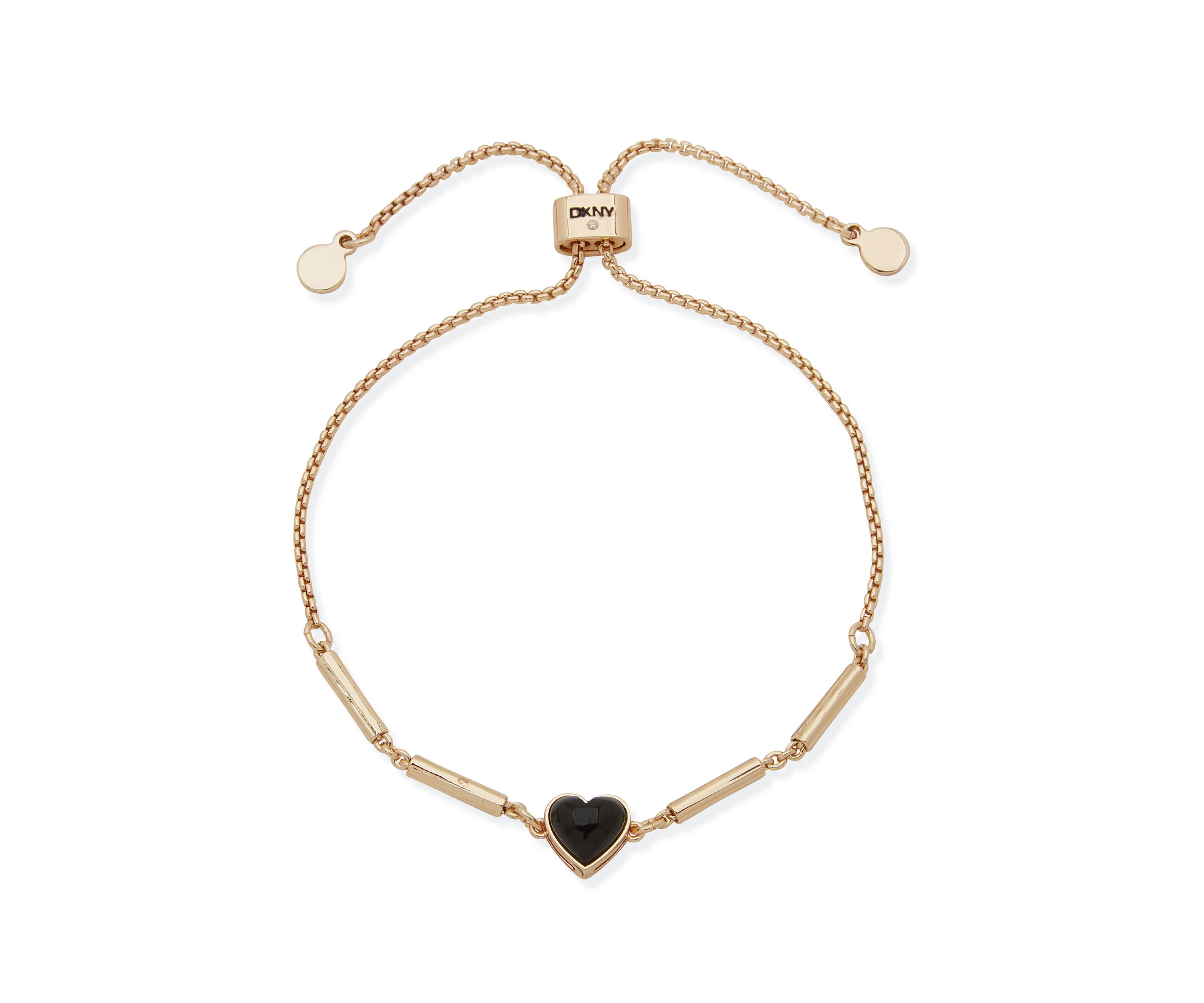 Gold Tone Jet Bar Heart Slider Bracelet