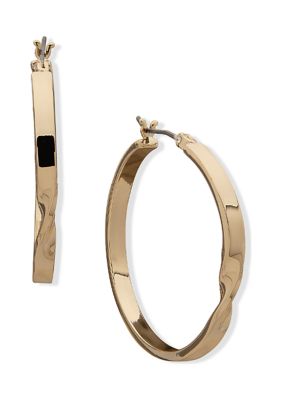 Gold Tone 35 Millimeter Single Twist Hoop Earrings