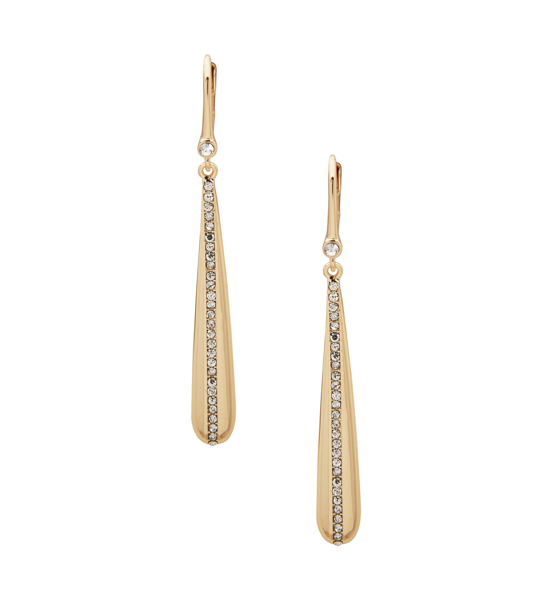Gold Tone Crystal Pavé Stripe Linear Earrings