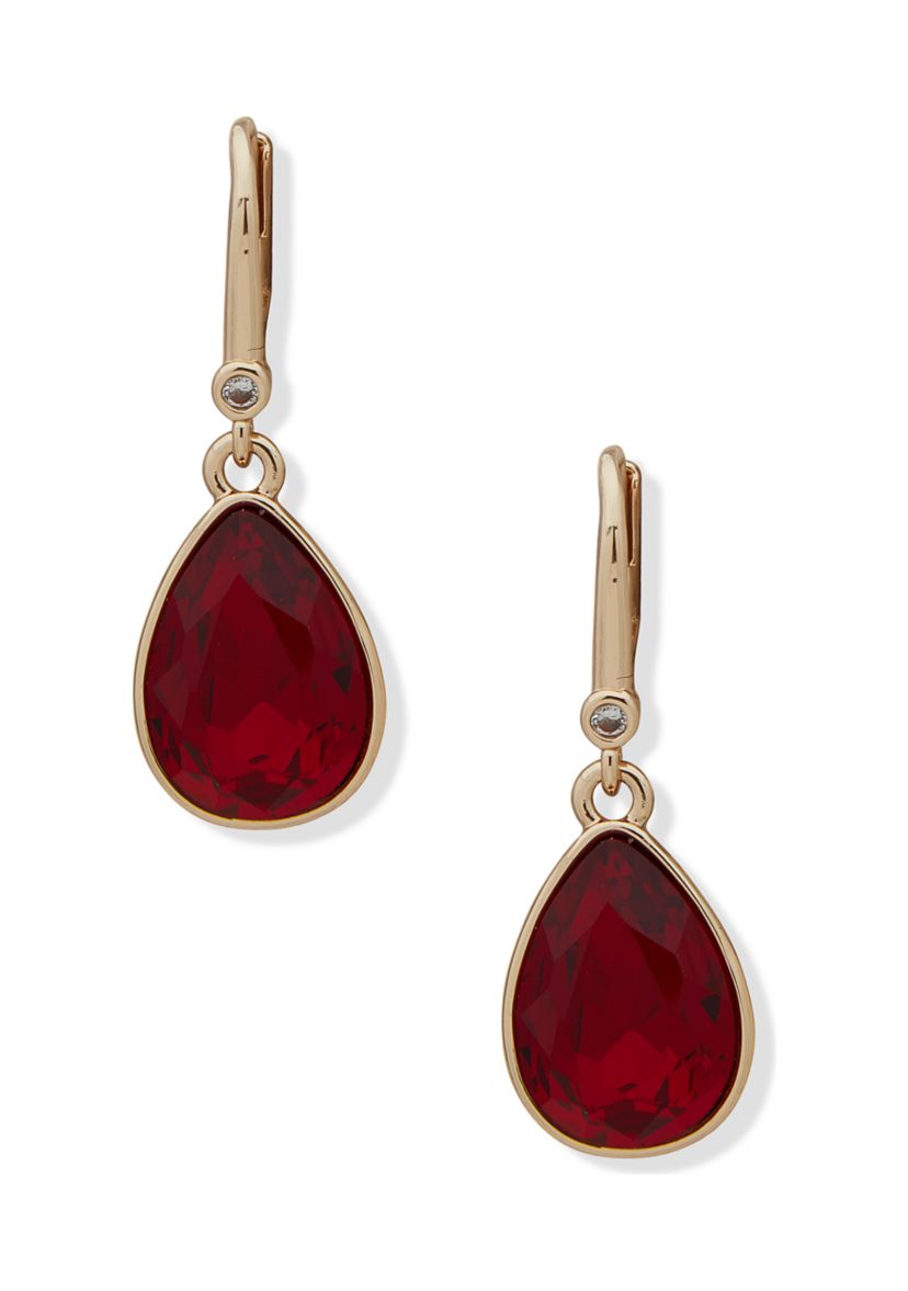 Stone Leverback Teardrop Earrings