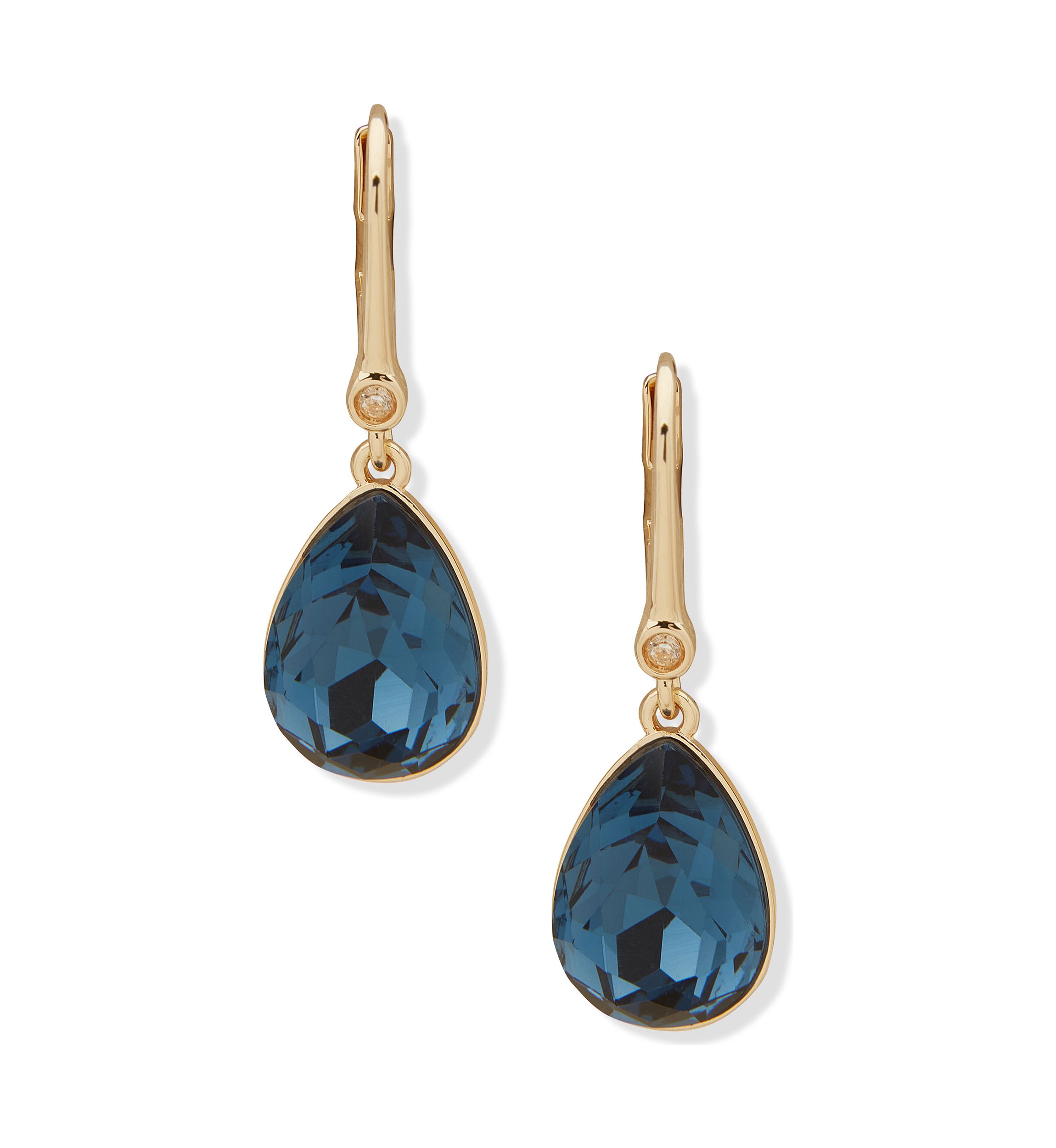 Stone Leverback Teardrop Earrings