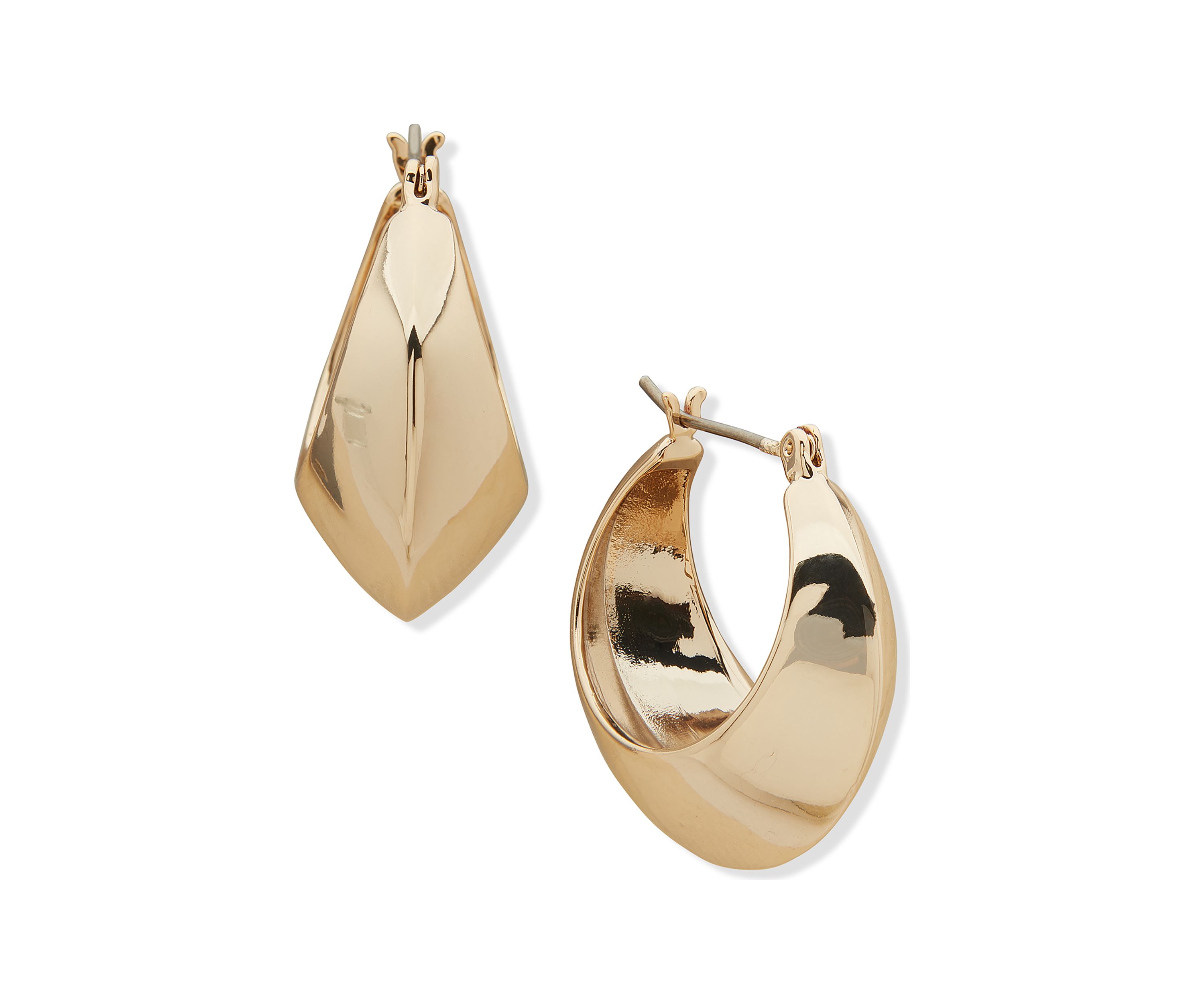 Gold Tone 32 Millimeter Puffy Hoop Earrings