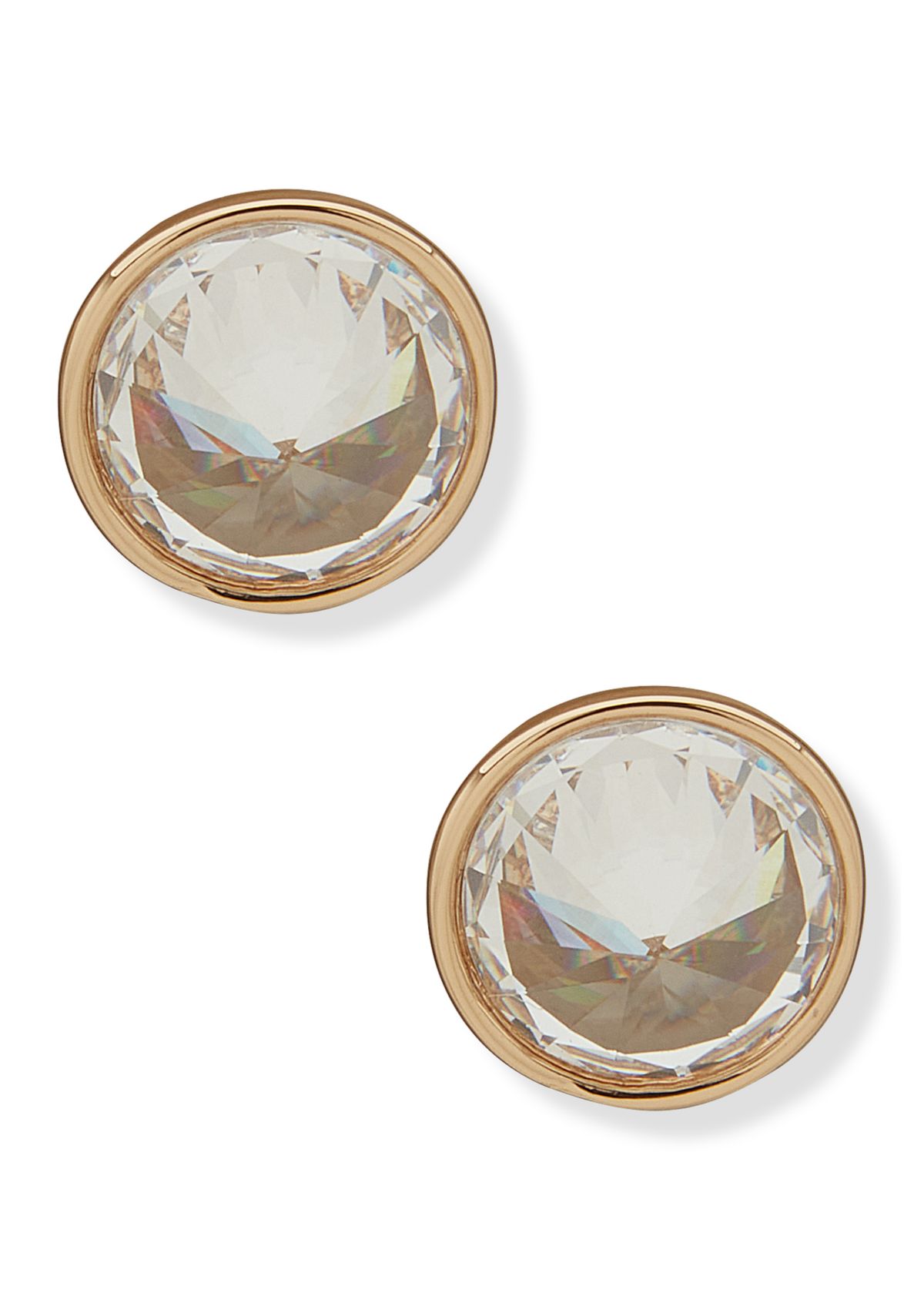 Gold Tone Crystal Spike Stud Earrings