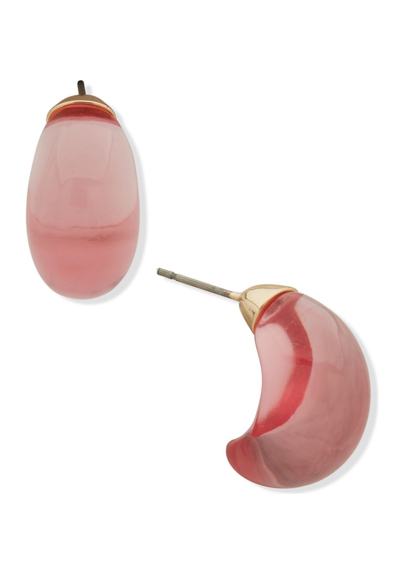 Gold Tone 19 Millimeter Puffy C Hoop Earrings