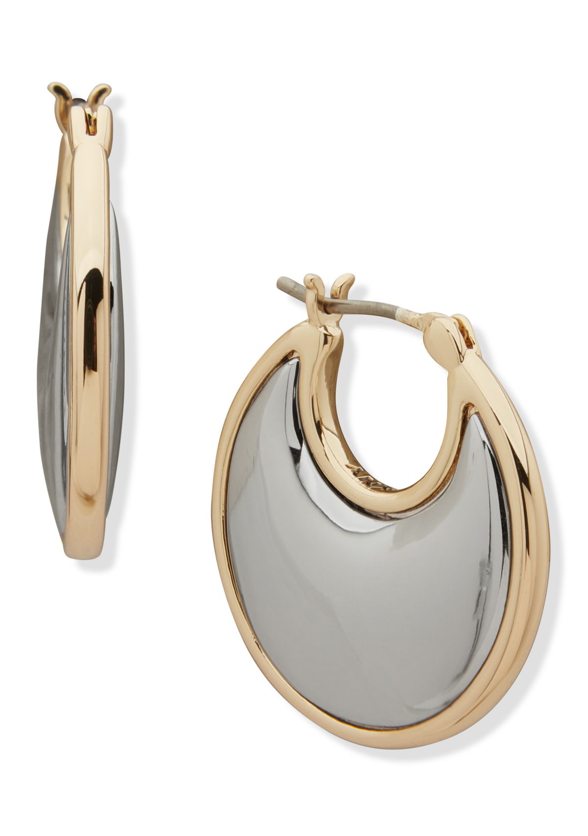 Two Tone 22mm Wide Inlay Hoop Earrings