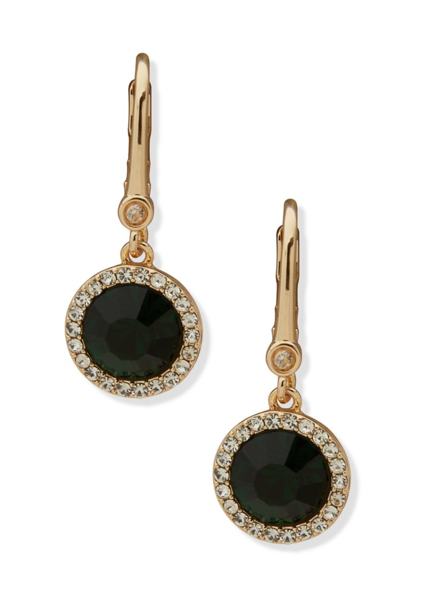 Pavé Inlay Stone Drop Earrings