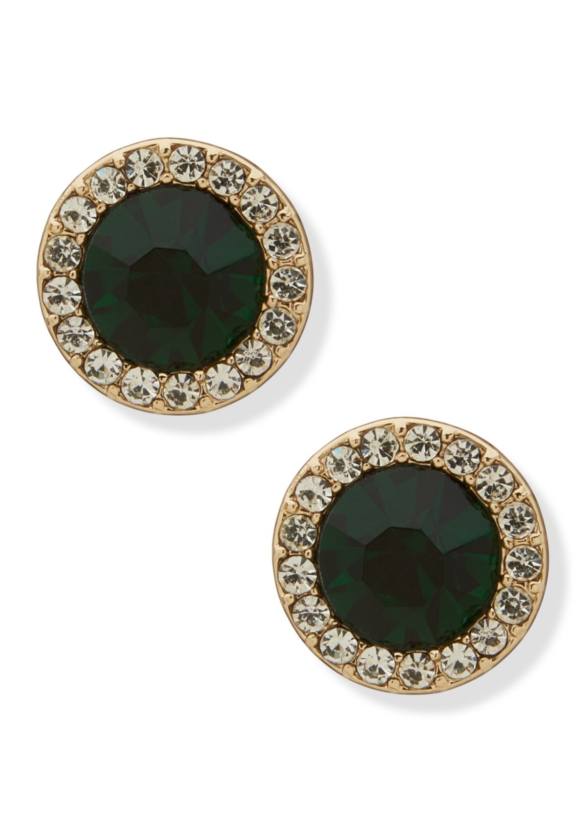 Pavé Inlay Stone Stud Earrings