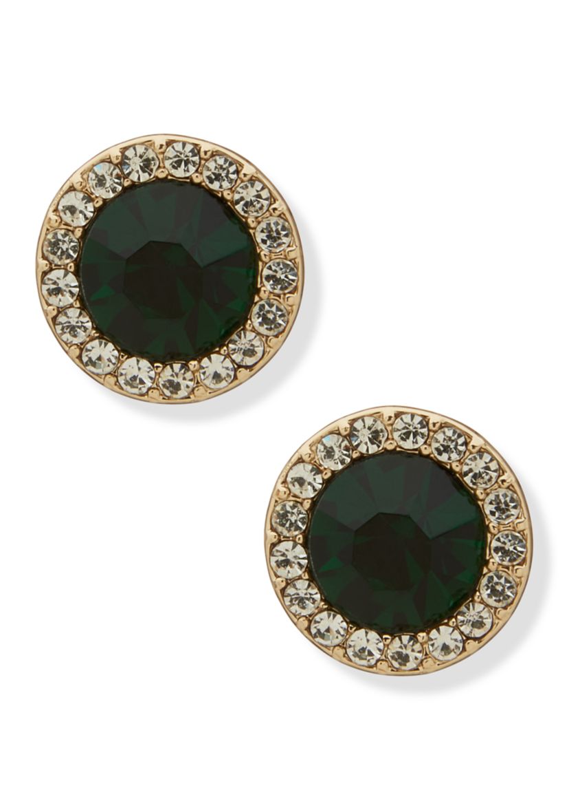 Pavé Inlay Stone Stud Earrings