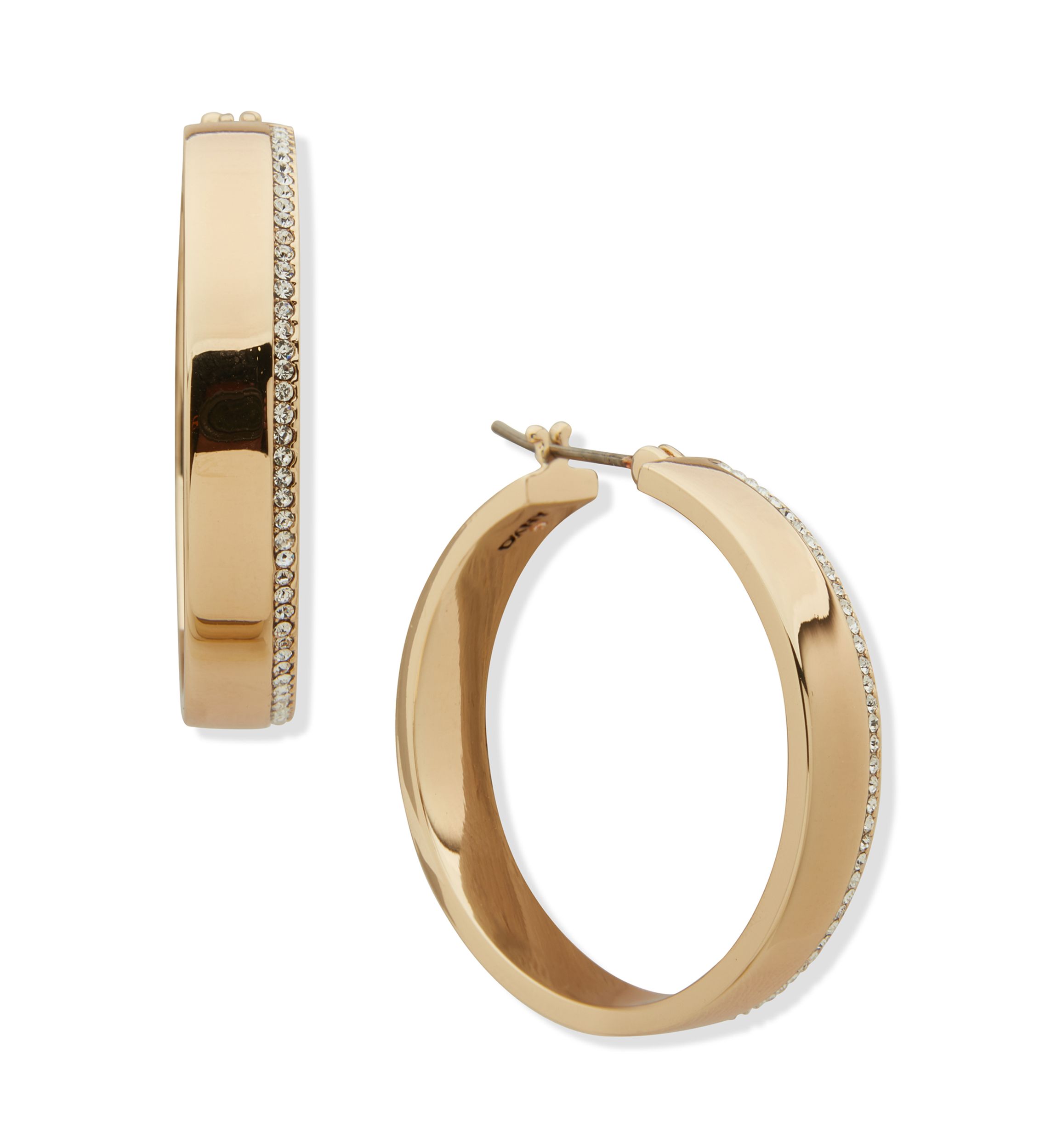 DKNY Crystal Pavé Lined Hoop Earrings Belk