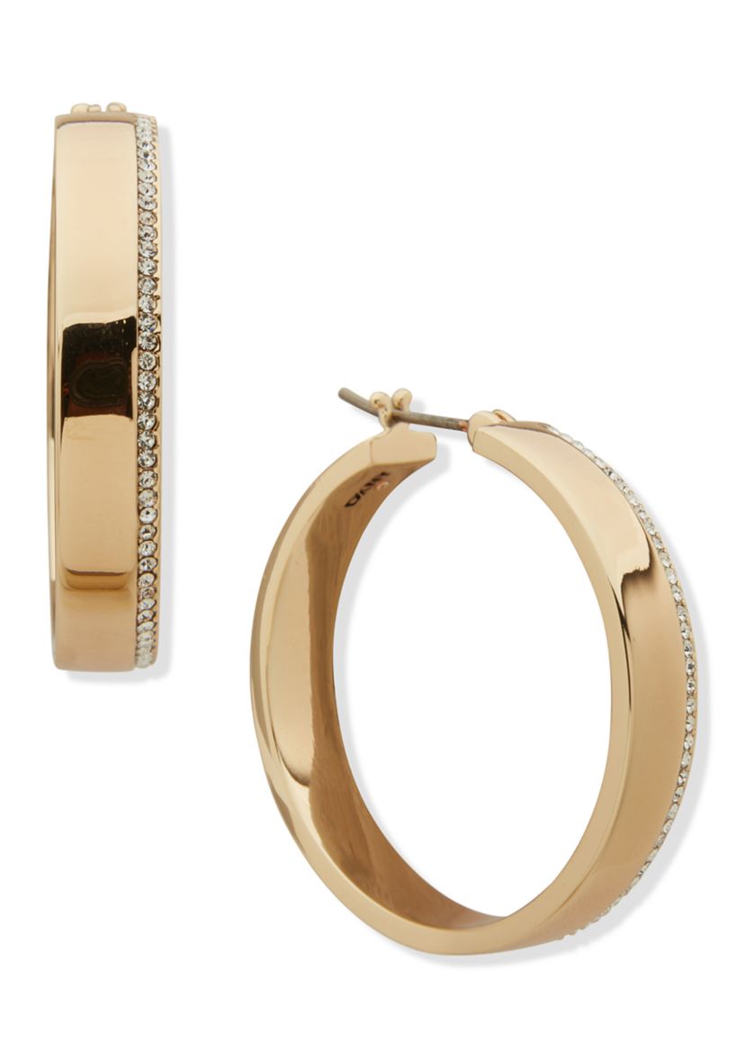  Crystal Pavé Lined Hoop Earrings