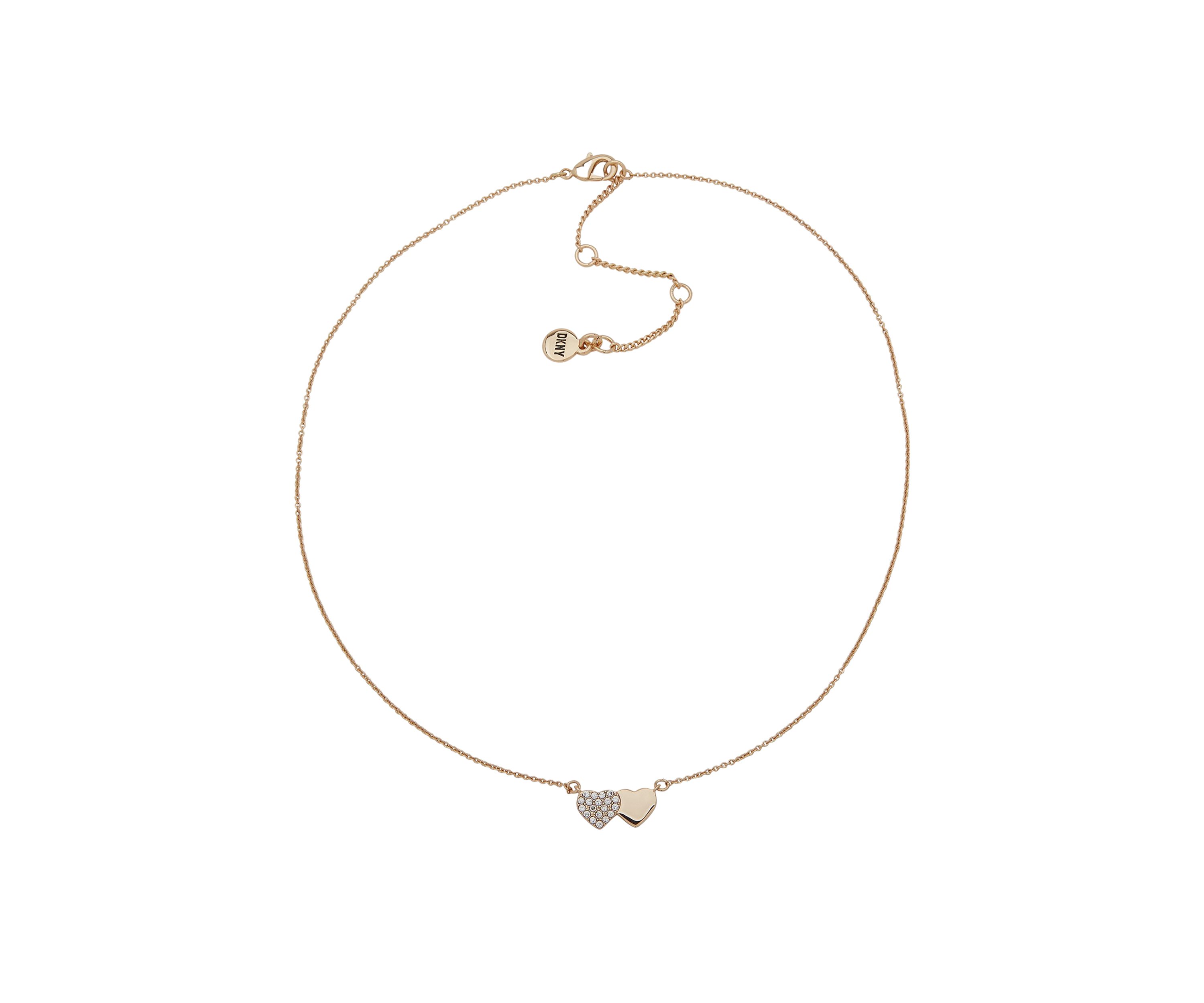 Gold Tone Pavé Double Heart Necklace