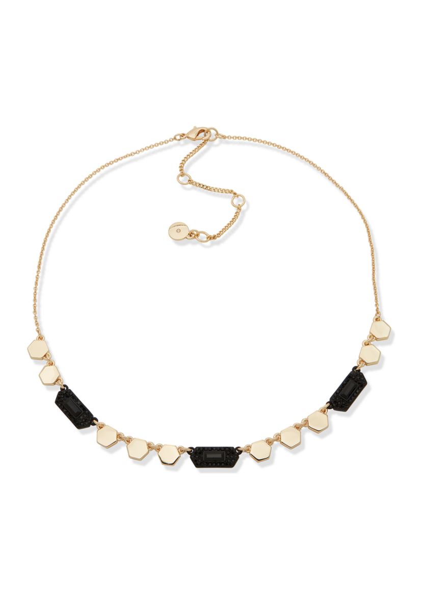 Gold Tone 16" Hex Frontal Necklace