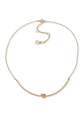 Gold Tone 16" Knot Frontal Necklace