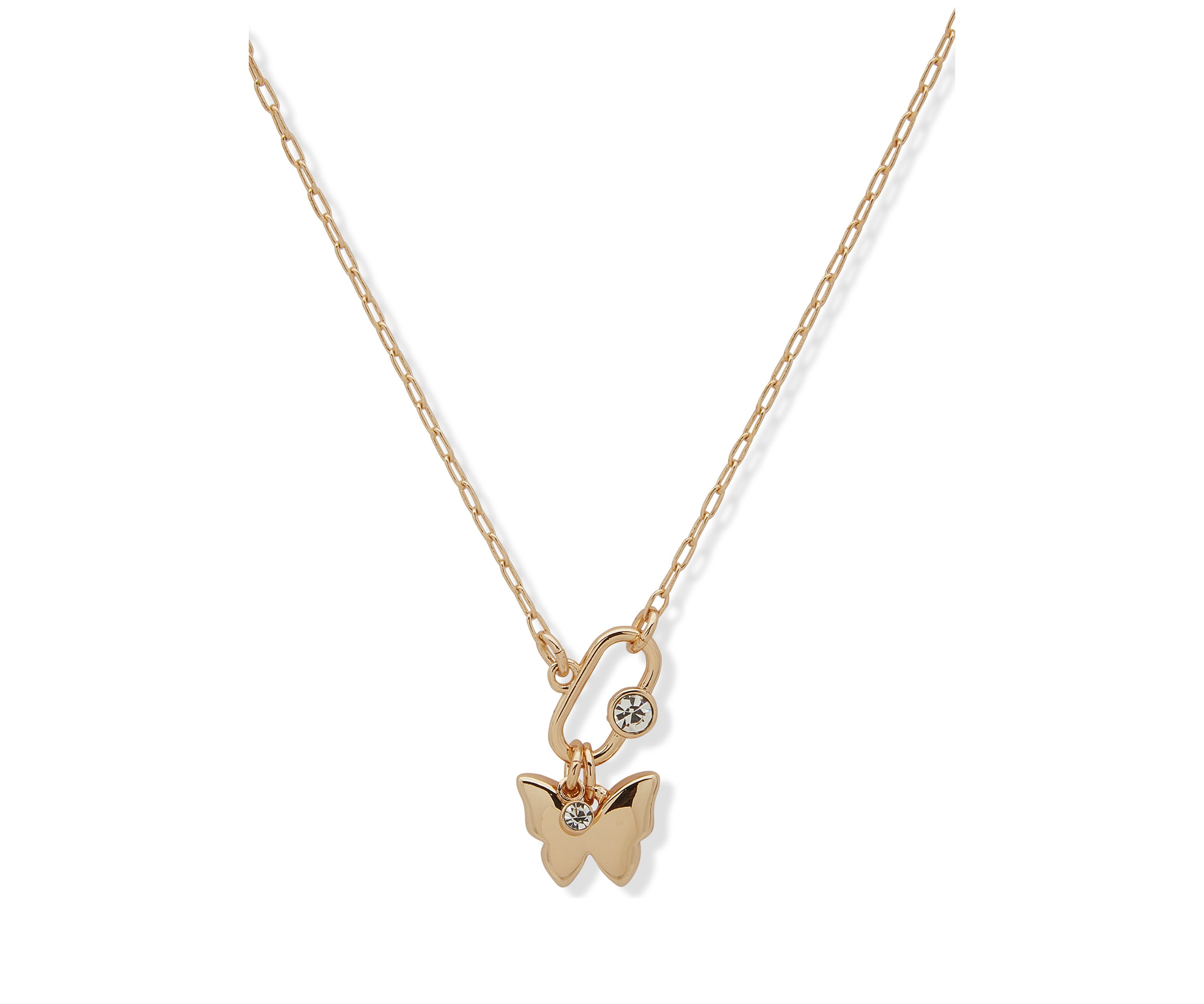Gold Tone 16" Butterfly Pendant Necklace