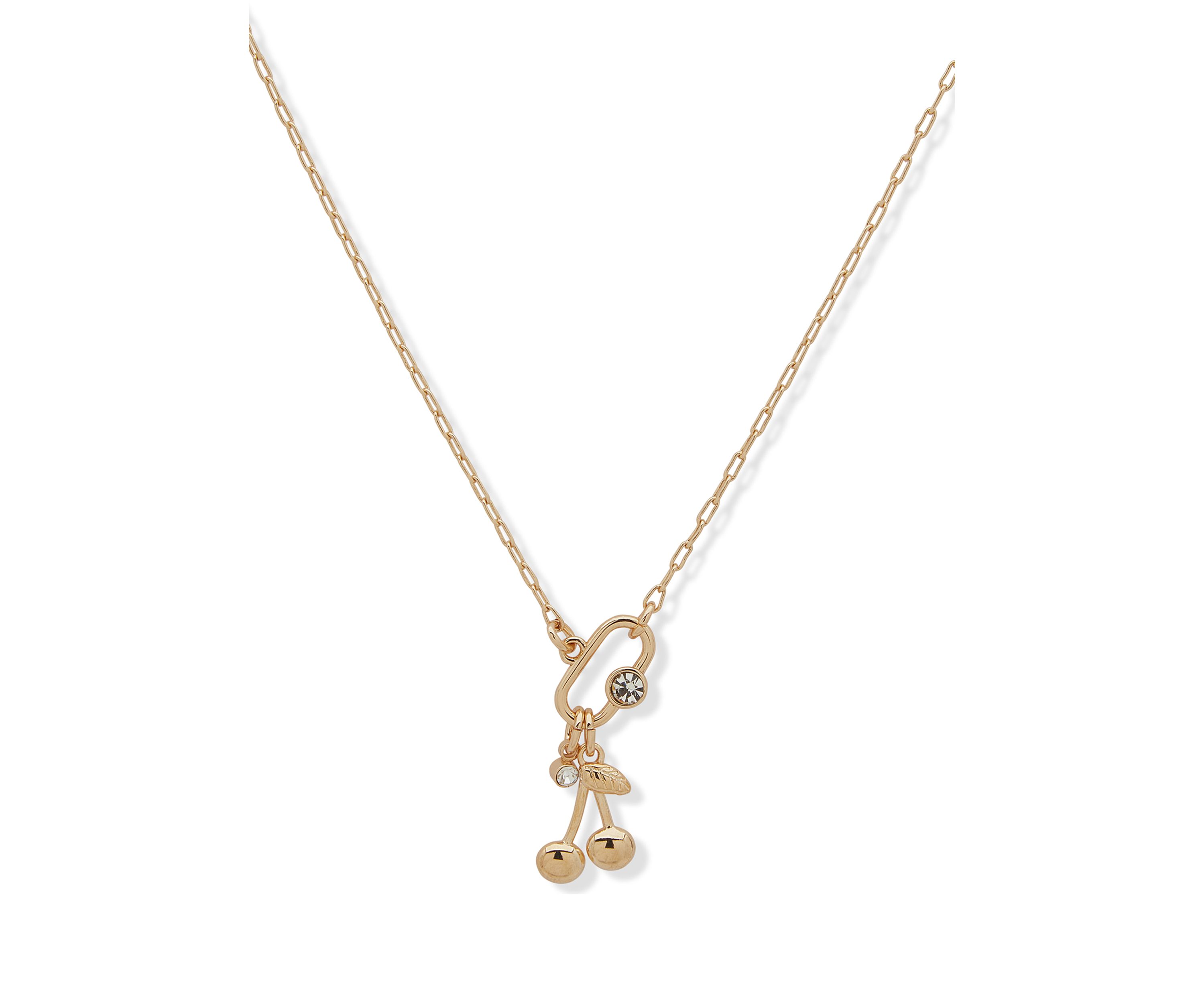 Gold Tone 16" Cherry Pendant Necklace