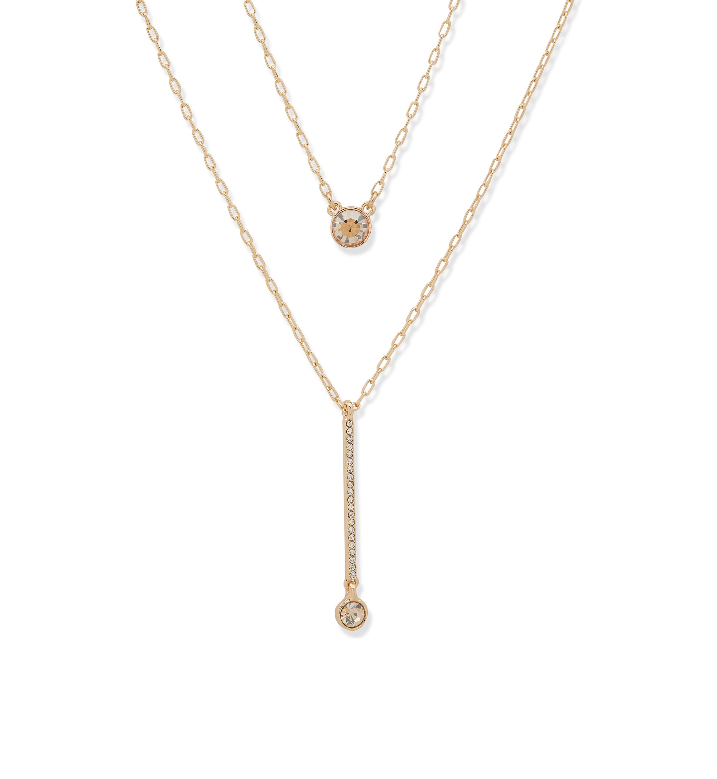 Two Row Bar Pendant Necklace