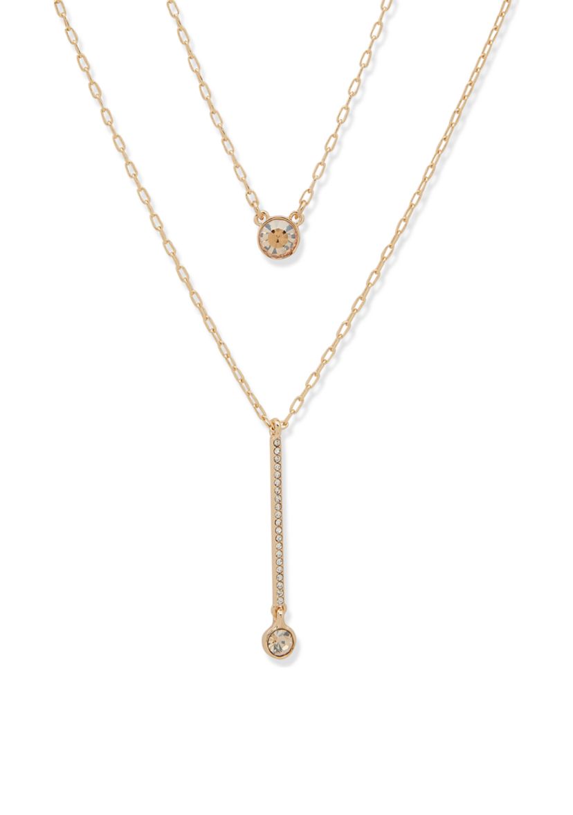 Two Row Bar Pendant Necklace