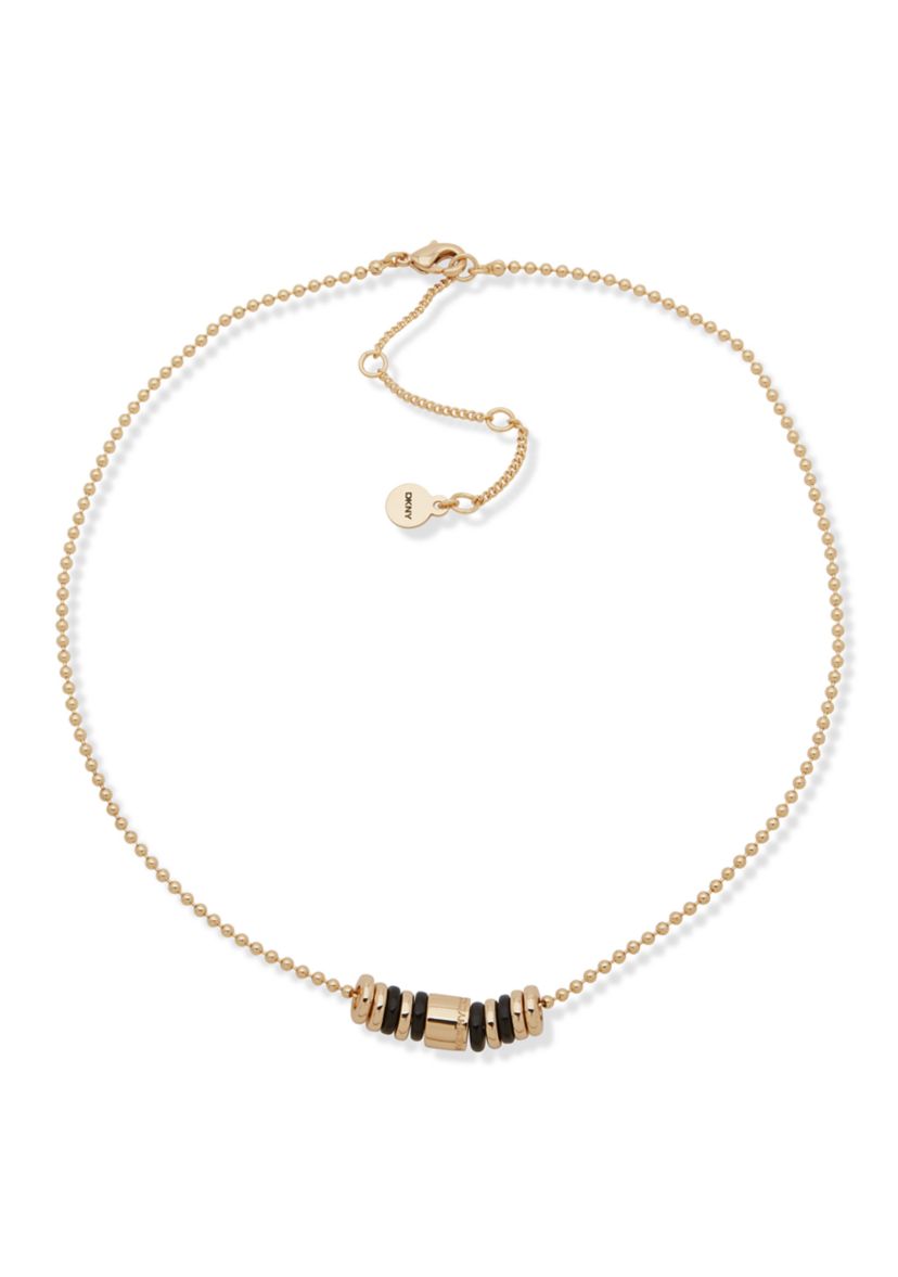 Gold Tone Jet Logo Rondelle Frontal Necklace