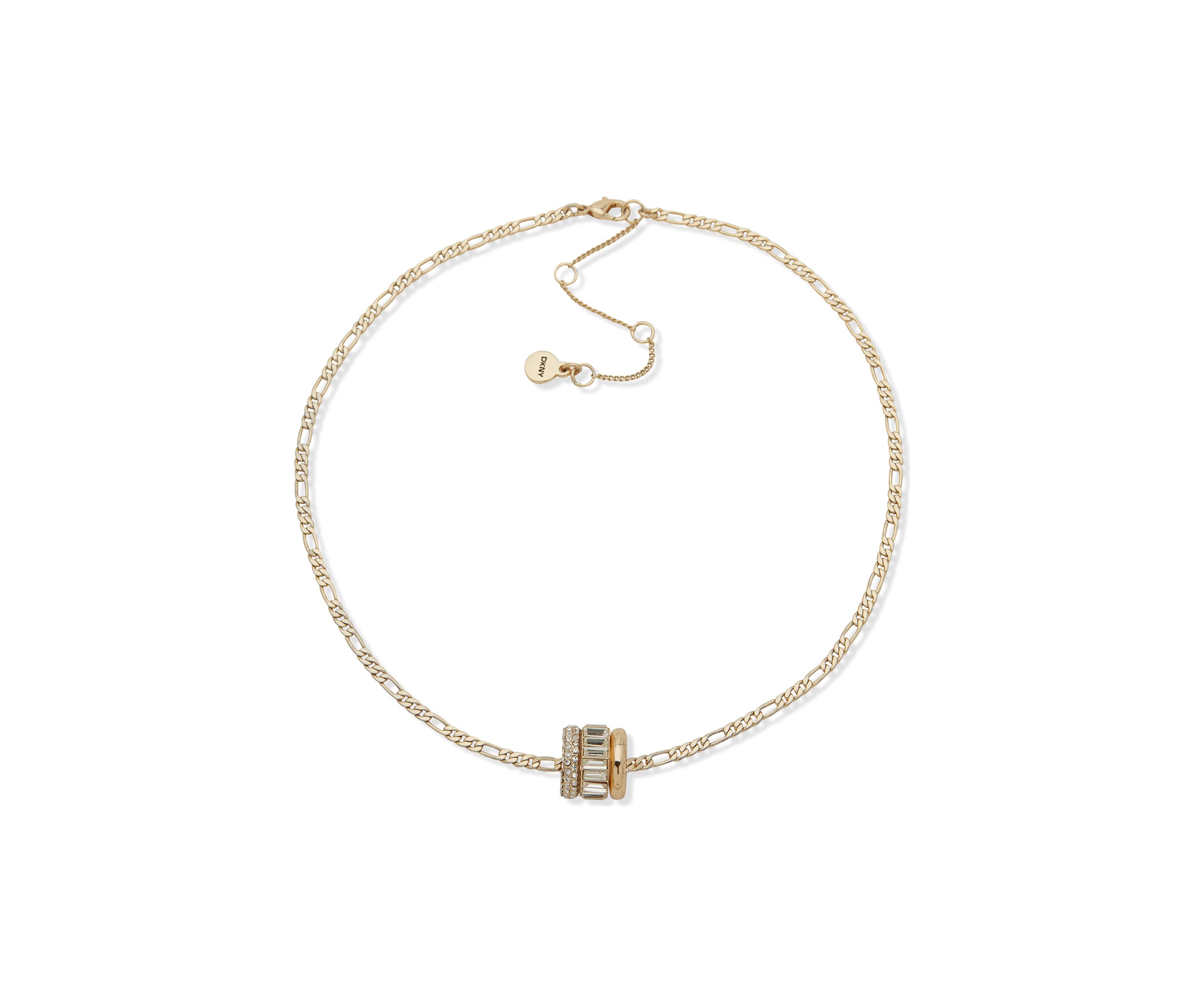 Silver Tone Crystal White Baguette Pendant Necklace