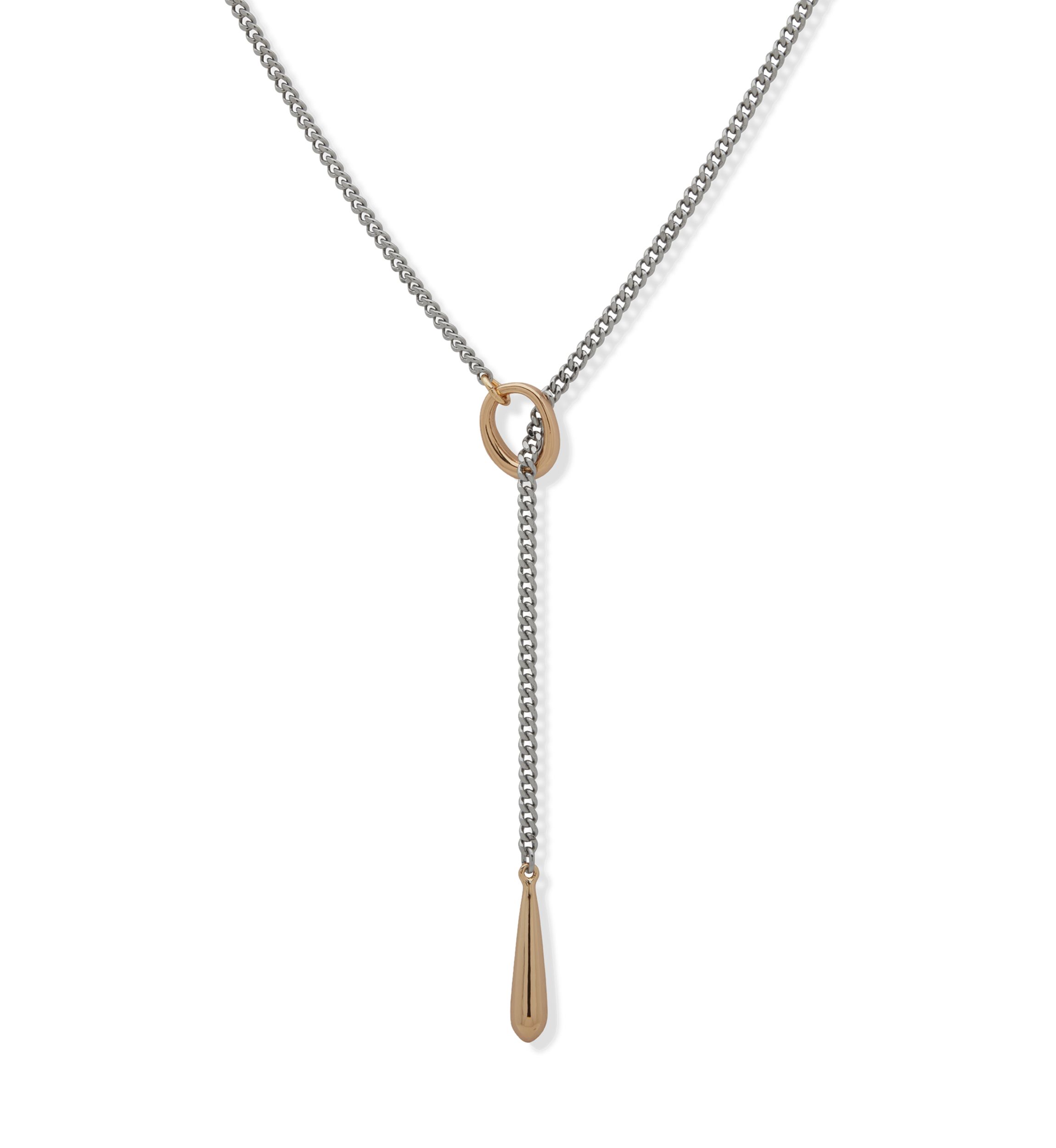 Two Tone Threaded Link Y Necklace
