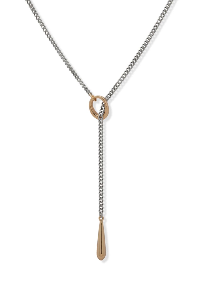 Two Tone Threaded Link Y Necklace