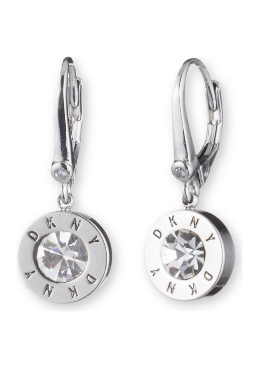 Crystal Logo Stone Drop Earrings