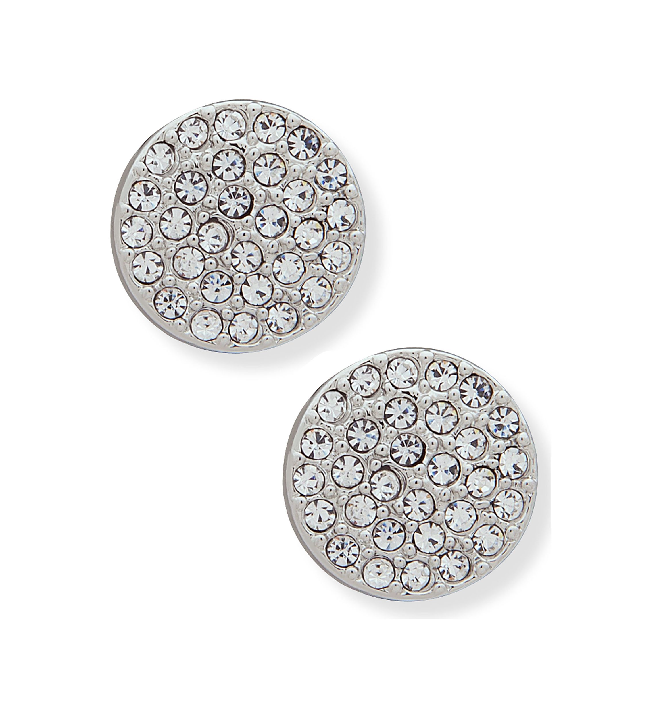 Silver Tone Crystal Pavé Stud Earrings