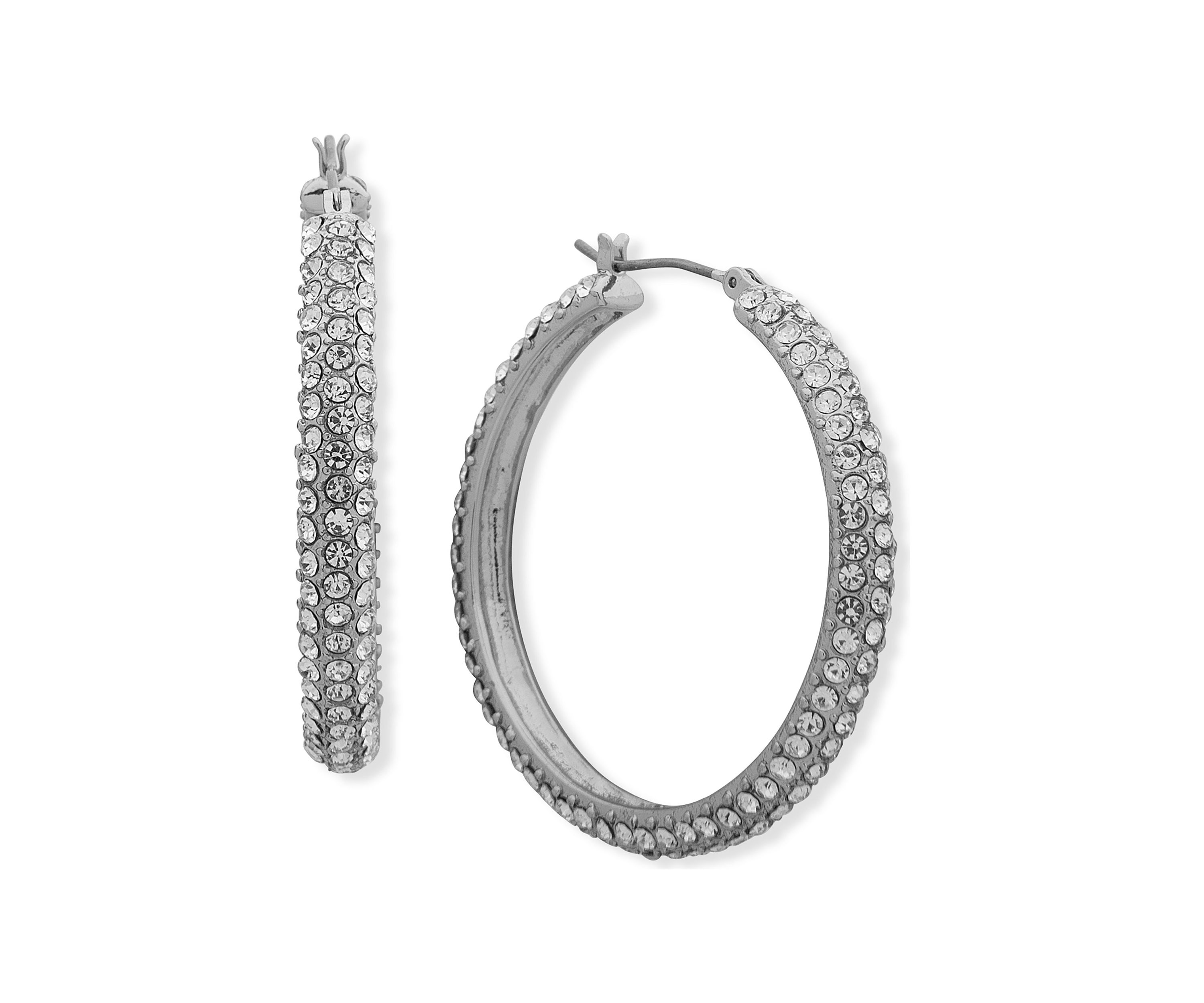 40 Millimeter Crystal Micropave Hoop Earrings
