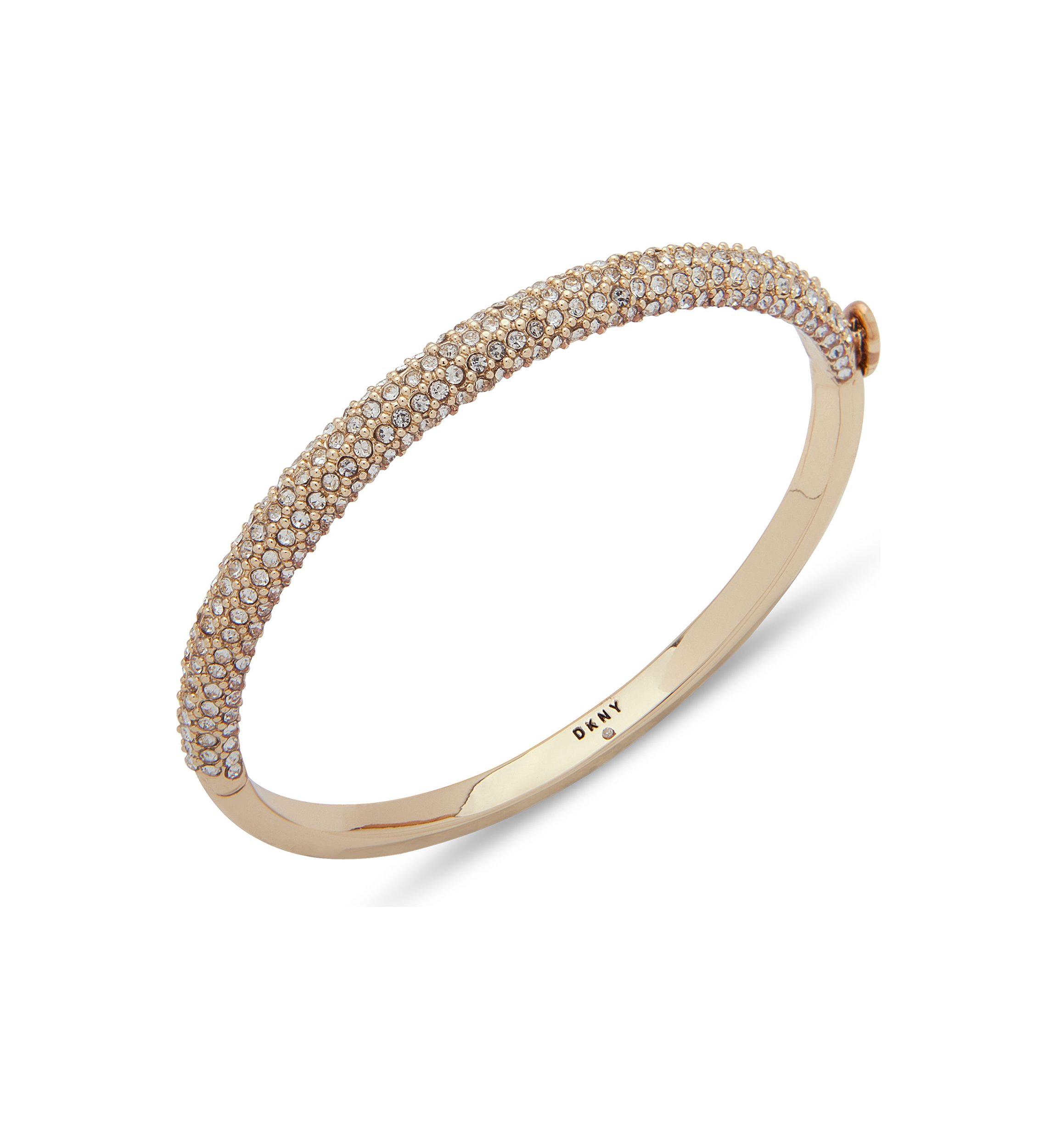 Gold Tone Crystal Micropave Bangle Bracelet