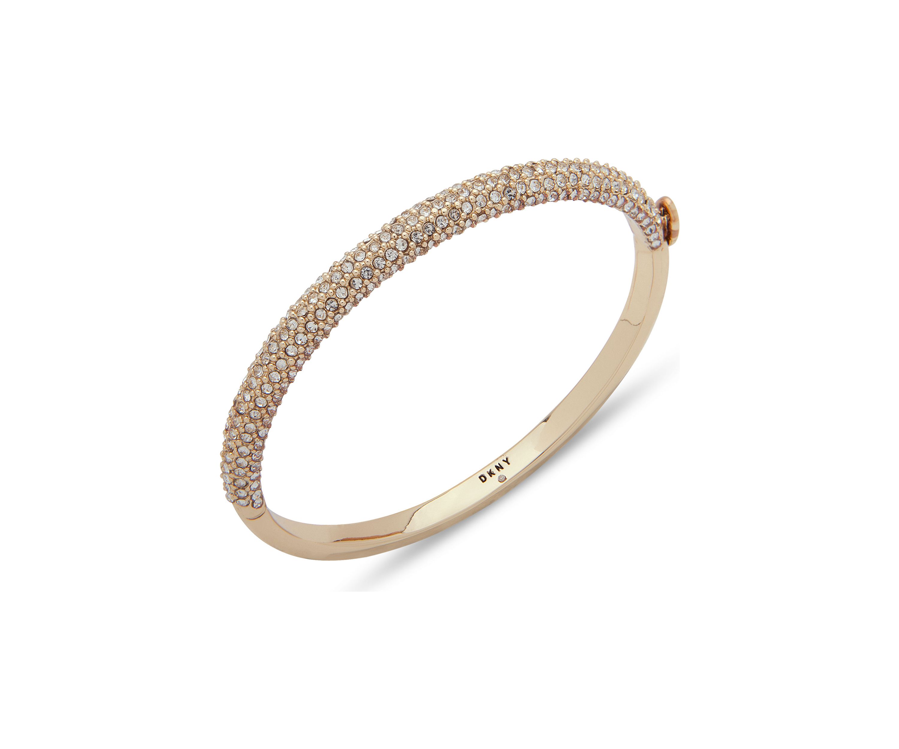 Gold Tone Crystal Micropave Bangle Bracelet