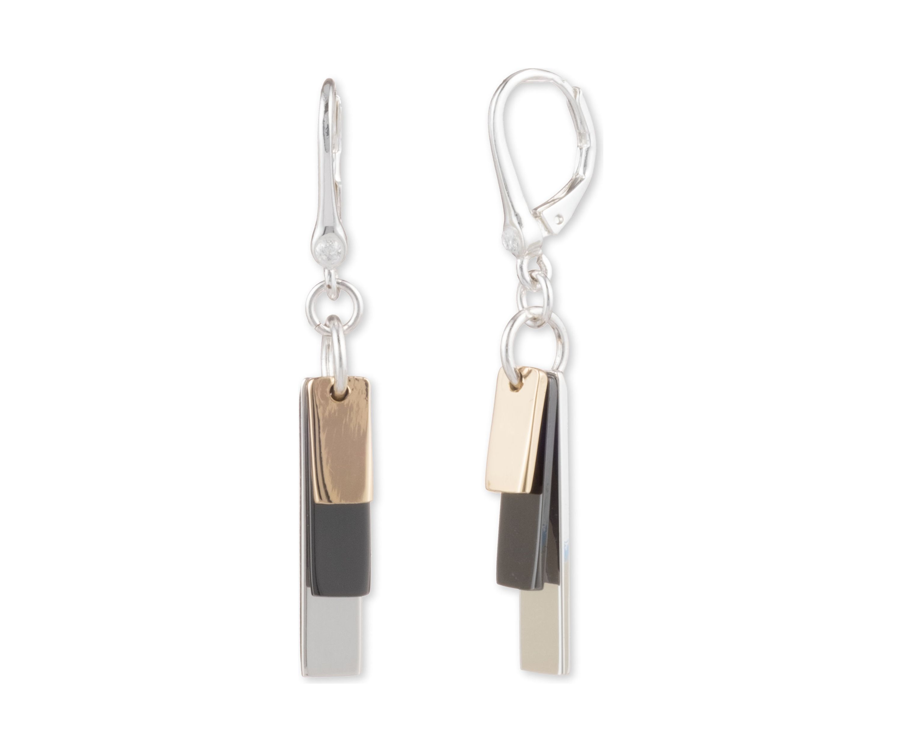 Tri Tone Shaky Drop Earrings