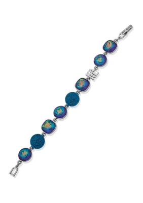 Silver Tone 7.25'' Blue Flex Bracelet