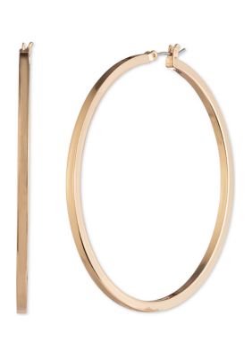 Gold Tone 60 Millimeter Round Hoop Earrings
