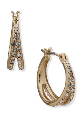 Gold Tone Crystal Pavé Split Hoop Earrings