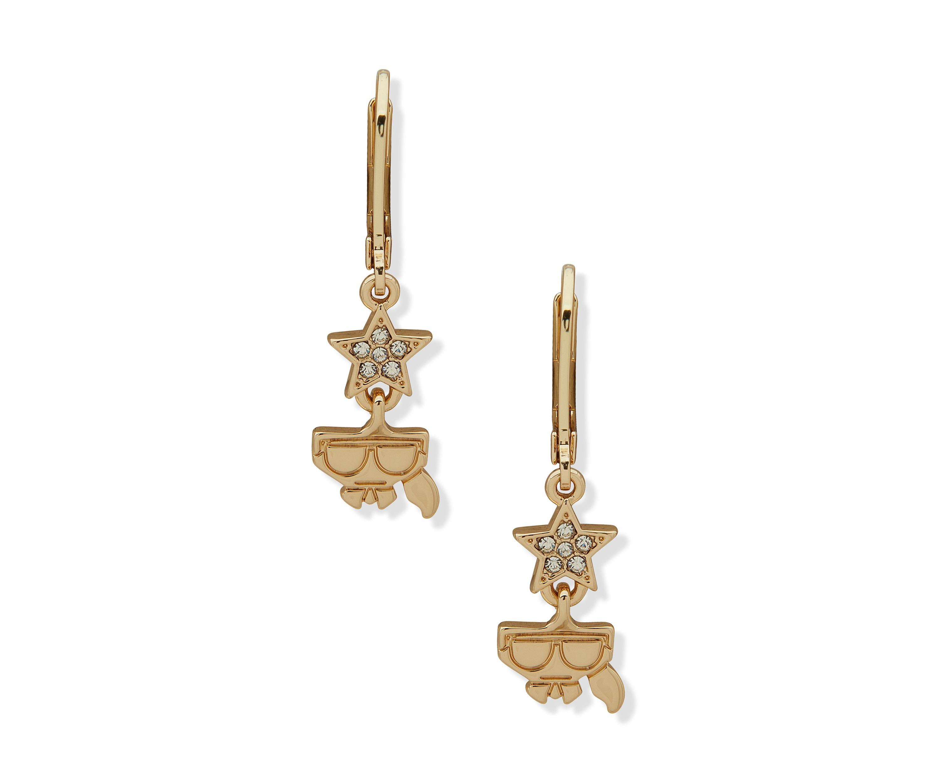 Crystal Logo Double Drop Earrings