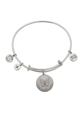 Alex and Ani Silver Tone Crystal Butterfly Expandable Charm Bangle ...