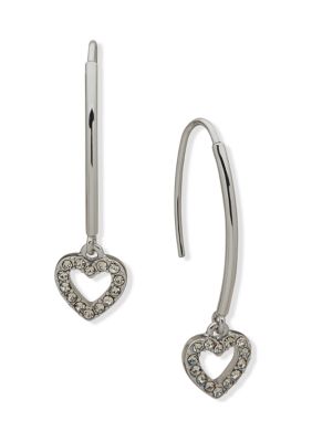 Alex and Ani Silver Tone Crystal Heart Threader Positive Vibes. All day, Every Day. Earrings -  580087630G00033