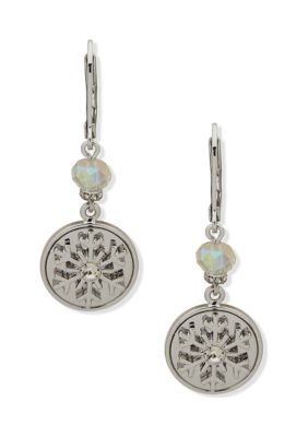 Alex and Ani Silver Tone Crystal Pave Snowflake Drop Positive Vibes. All day, Every Day. Earrings -  580087630G00036