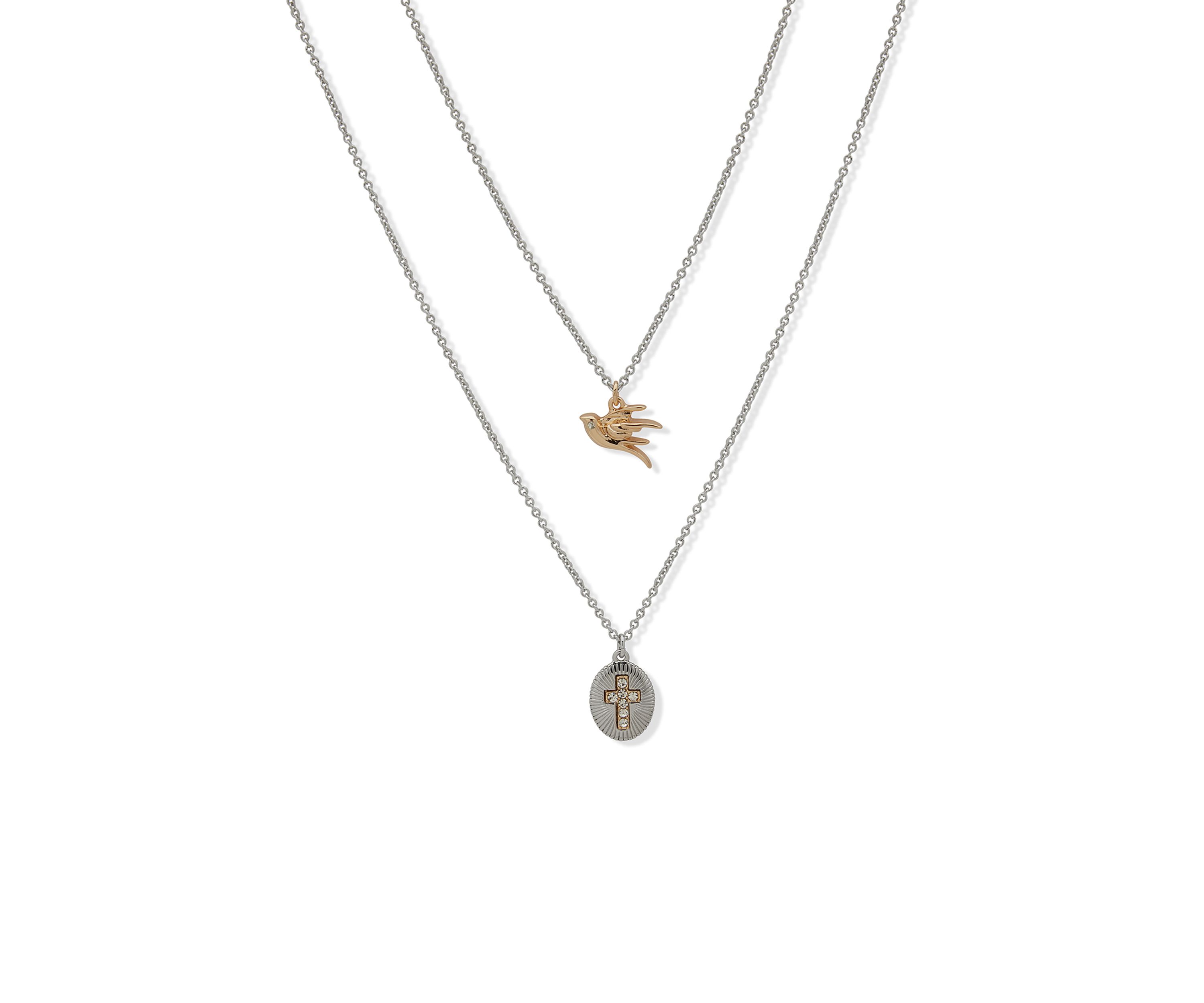 Crystal 2 Row Charm Pendant Positive Vibes. All day, Every Day. Necklace
