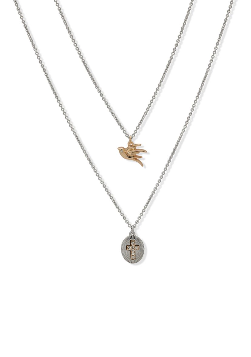 Crystal 2 Row Charm Pendant Positive Vibes. All day, Every Day. Necklace