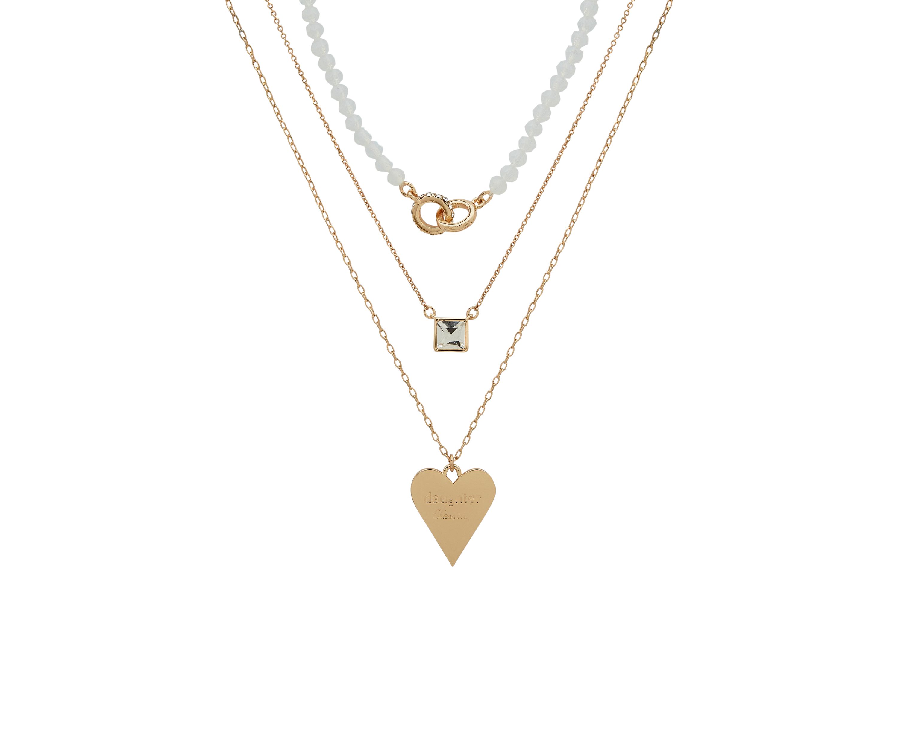 Gold Tone Set of 3 Crystal Daughter Pendant Necklace