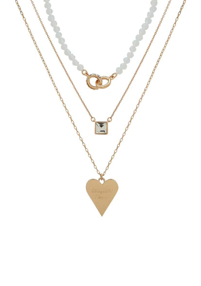 Gold Tone Set of 3 Crystal Daughter Pendant Necklace