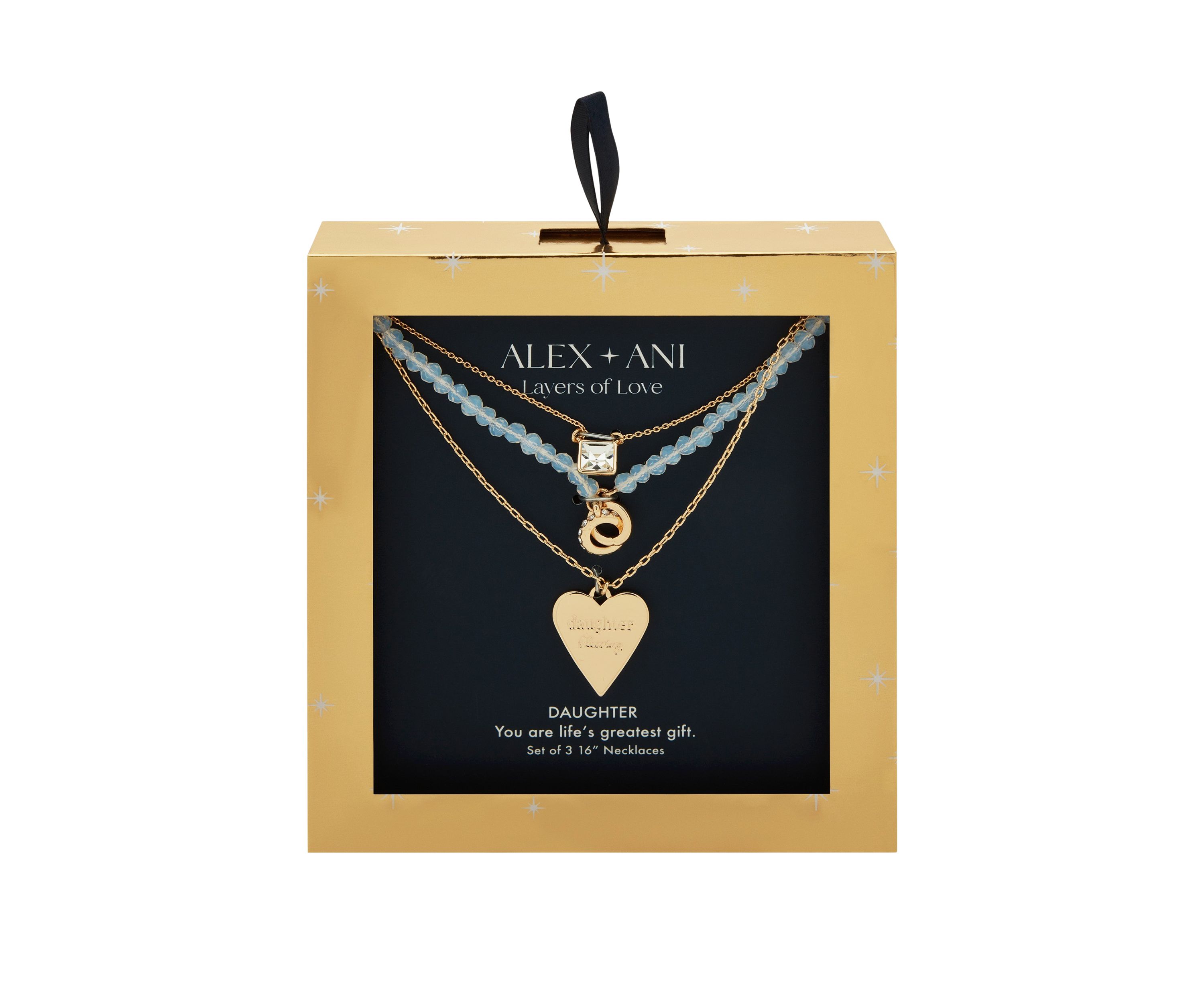 Gold Tone Set of 3 Crystal Daughter Pendant Necklace