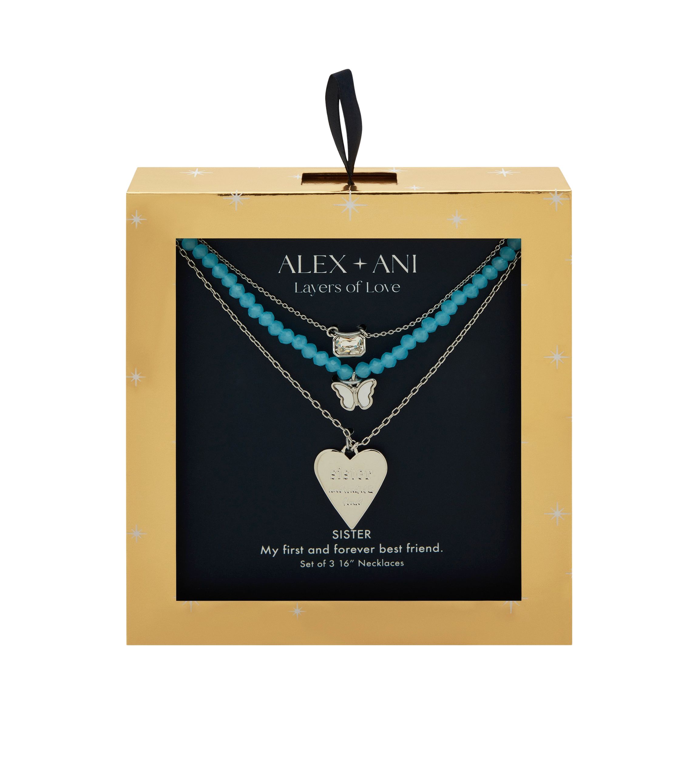 Silver Tone Set of 3 Crystal Sister Pendant Necklace