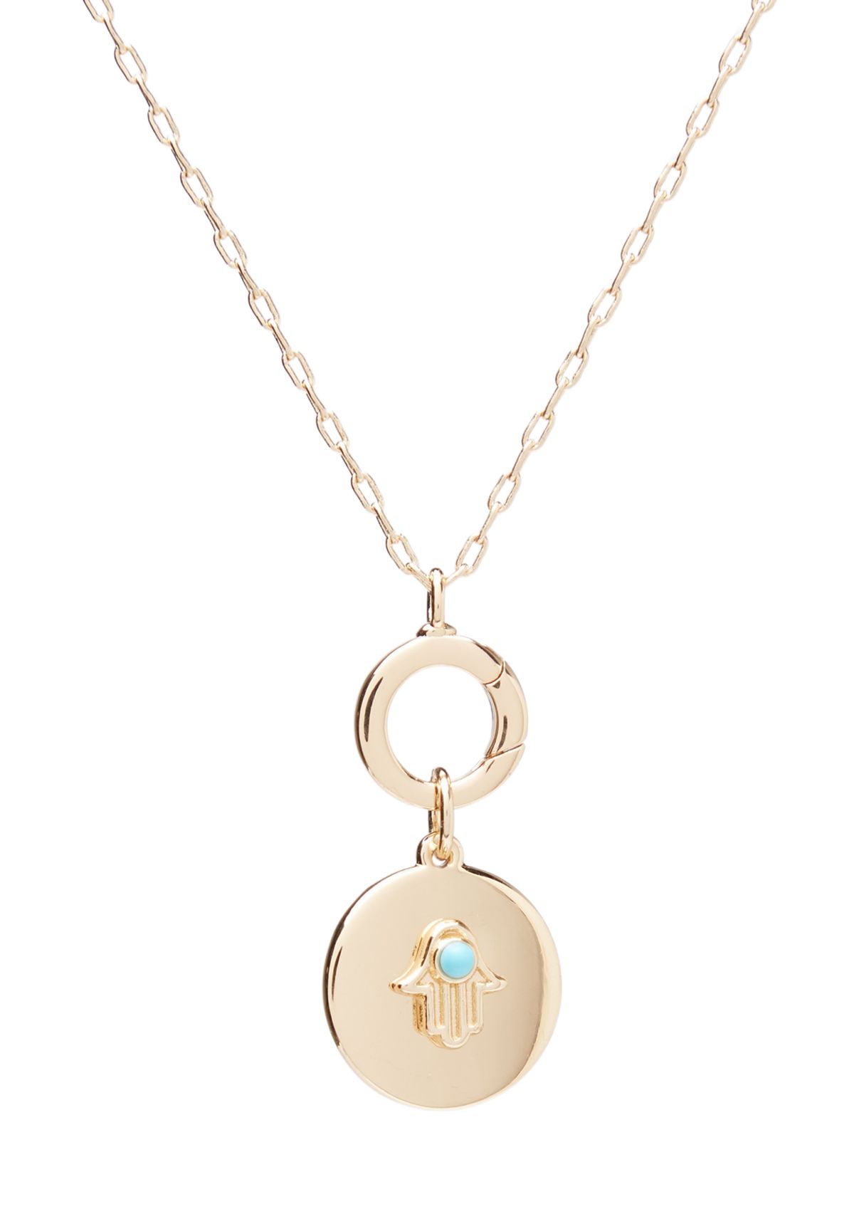 Gold Tone 16 Evil Eye Pendant Necklace