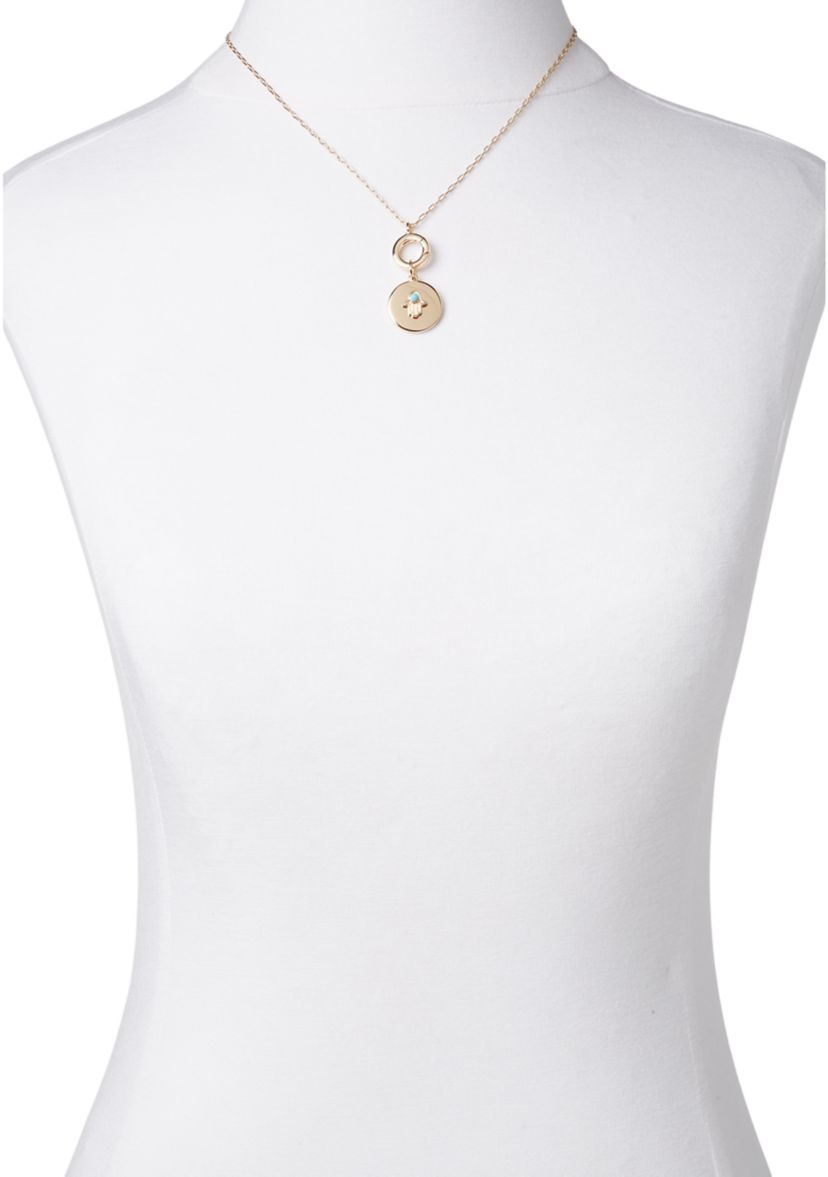 Gold Tone 16 Evil Eye Pendant Necklace
