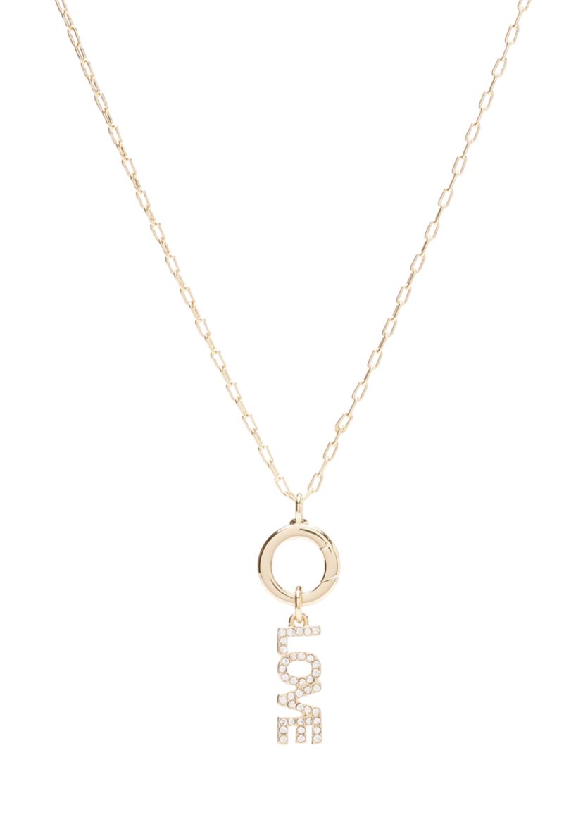 Gold Tone 16" Crystal Love Charm Pendant Necklace