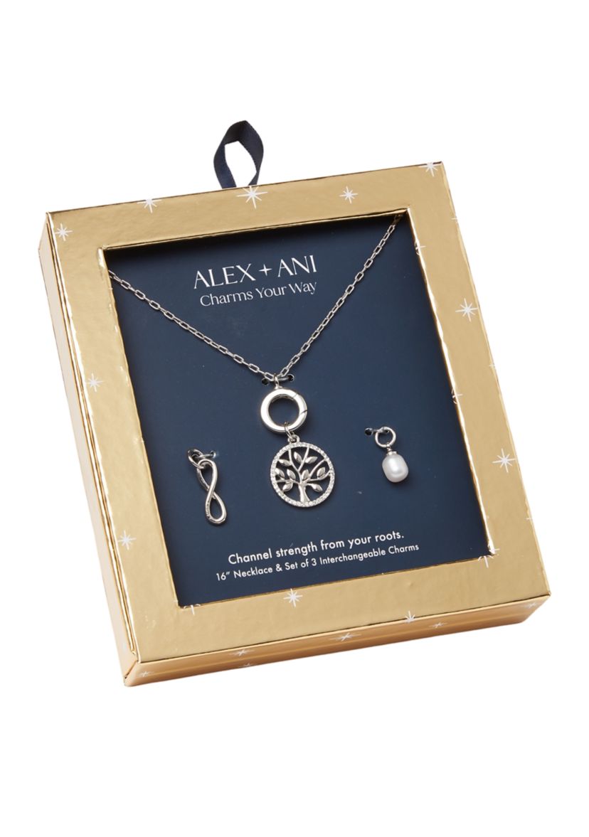 16 Silver Tone Pendant Necklace and Earrings Set